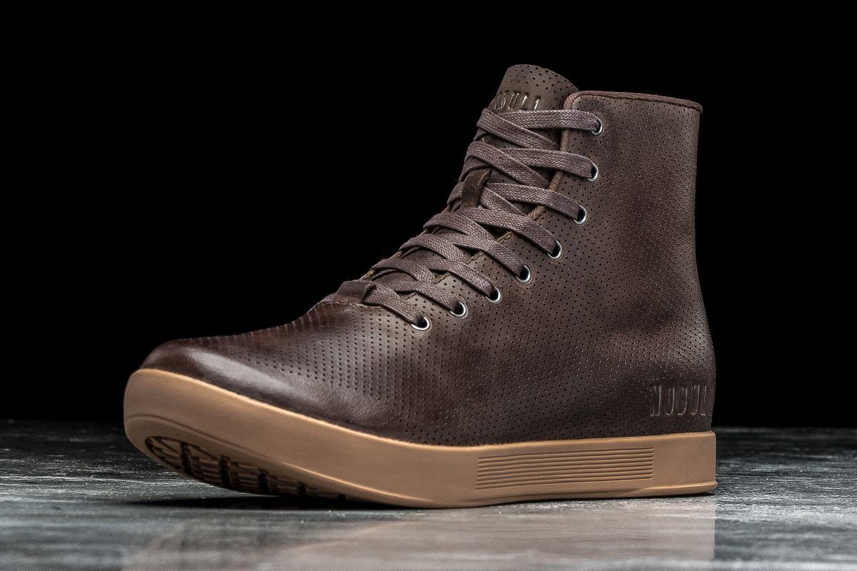 Nobull High-Top Leather Women\'s Trainers Brown | Australia (LB5278)